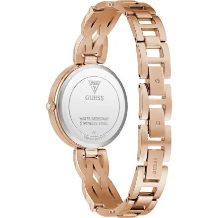 Guess Coral różowozłoty zegarek damski na bransolecie z kryształkami GW0868L4