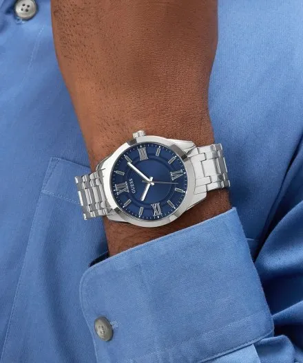 Guess Elliot Set srebrny zegarek męski z bransoletą i paskiem w zestawie GW1008G1