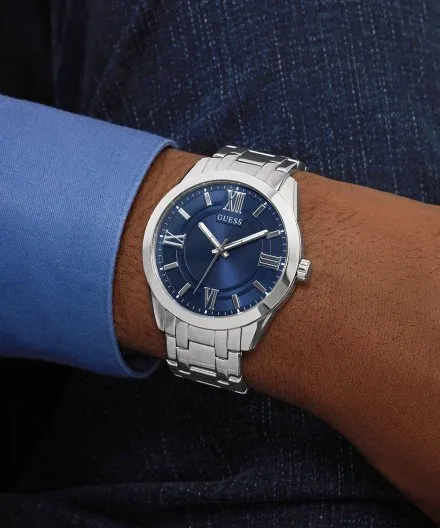 Guess Elliot Set srebrny zegarek męski z bransoletą i paskiem w zestawie GW1008G1