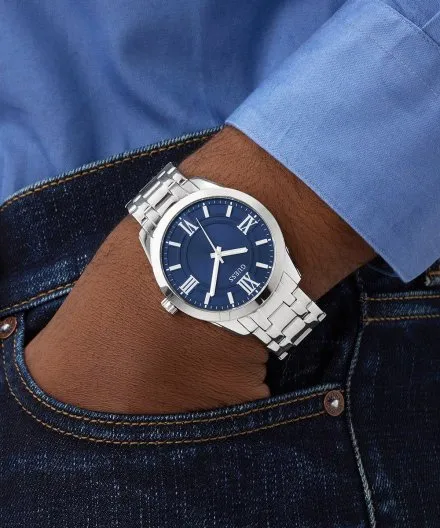 Guess Elliot Set srebrny zegarek męski z bransoletą i paskiem w zestawie GW1008G1