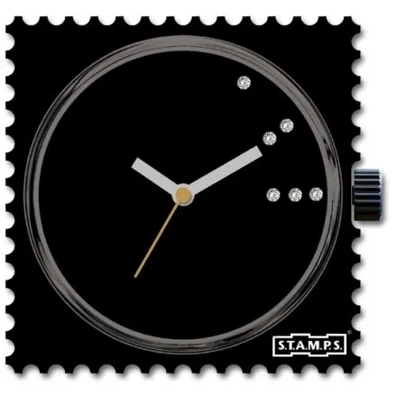 Zegarek Tarcza S.T.A.M.P.S. Diamond Pure Black 106154 Czarna Z Kryształkami