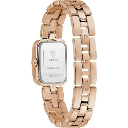 Guess Isla prostokątny zegarek damski różowozłoty na bransolecie GW0865L3
