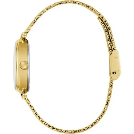 Guess Ruby złoty zegarek damski na bransolecie z czerwoną tarczą GW0935L4