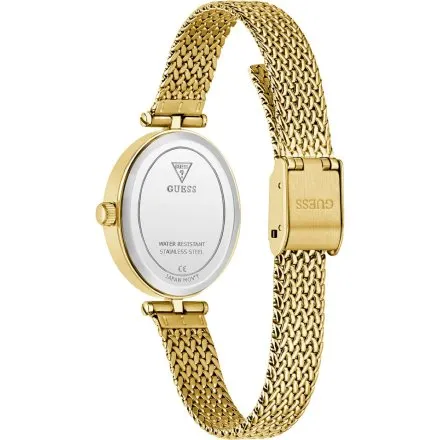 Guess Ruby złoty zegarek damski na bransolecie z czerwoną tarczą GW0935L4
