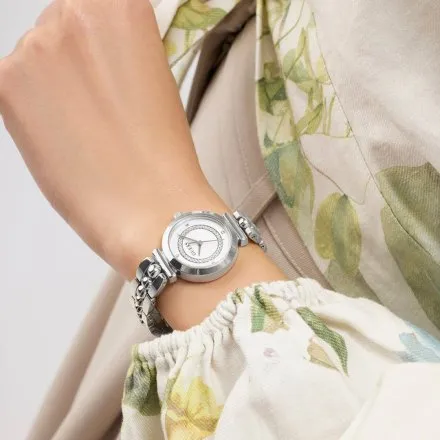 Guess Leena zegarek damski srebrny ze srebrną tarczą na bransolecie GW0994L1