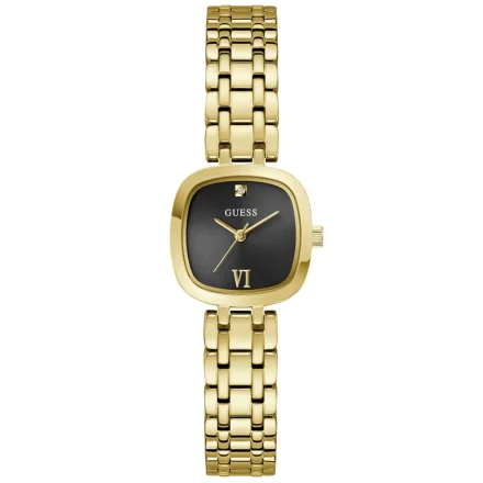 Guess Hazel złoty zegarek damski na bransolecie czarna tarcza GW1098L2