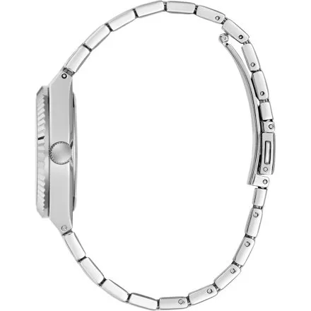 Guess Vera srebrny zegarek damski na bransolecie niebieska tarcza datownik GW1101L1