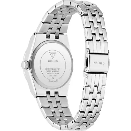 Guess Vera srebrny zegarek damski na bransolecie niebieska tarcza datownik GW1101L1