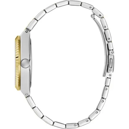 Guess Vera złoto-srebrny zegarek damski na bransolecie czarna tarcza datownik GW1101L3