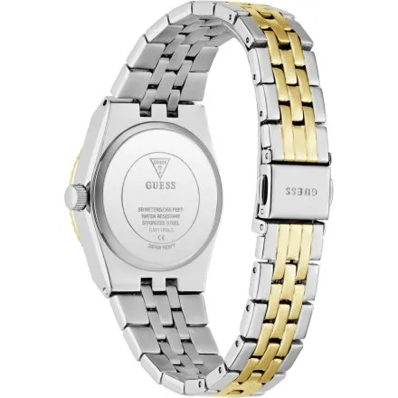 Guess Vera złoto-srebrny zegarek damski na bransolecie czarna tarcza datownik GW1101L3