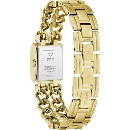 Guess Micro Mod złoty zegarek damski na bransolecie zdobiona tarcza GW1112L7