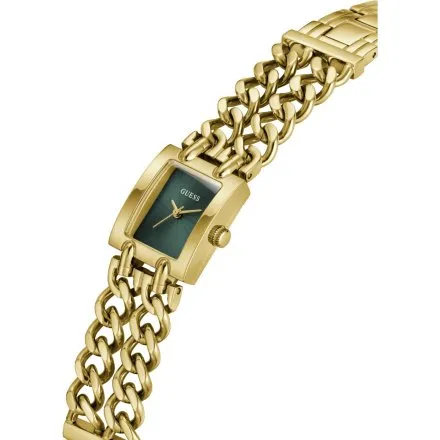 Guess Micro Mod złoty zegarek damski na bransolecie zielona tarcza GW1112L8