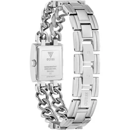 Guess Micro Mod srebrny zegarek damski na bransolecie łańcuch GW1113L1