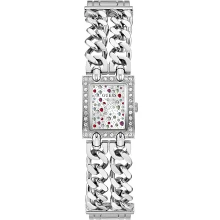 Guess Micro Mod srebrny zegarek damski na bransolecie łańcuch GW1113L1
