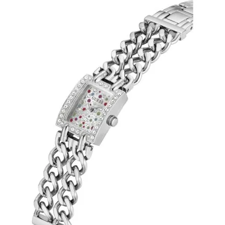 Guess Micro Mod srebrny zegarek damski na bransolecie łańcuch GW1113L1