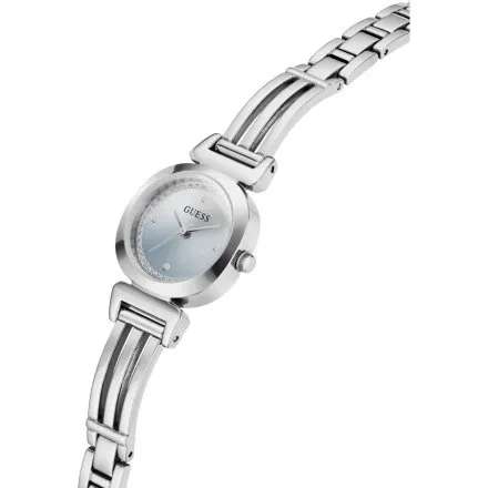 Guess Cecelia srebrny zegarek damski na bransolecie kryształki GW1083L1