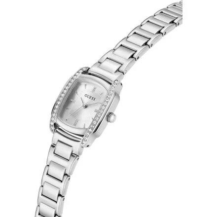 Guess Etta srebrny zegarek damski na bransolecie kryształki GW1096L1