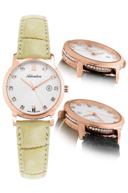 Zegarek Damski Adriatica na Pasku A3110.9283QZ - Swarovski Zegarek Swiss Made