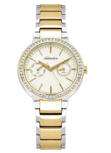 Zegarek Damski Adriatica na bransolecie A3422.2111QFZ - Multifunction Swarovski Swiss Made