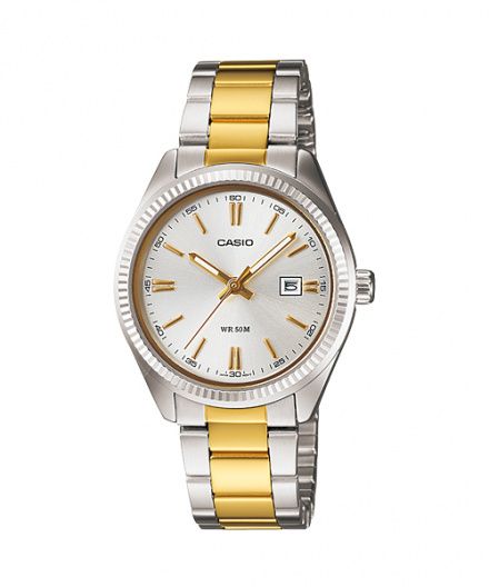 Srebrno-złoty zegarek Damski Casio Classic na bransoletce LTP-1302PSG-7AVEG