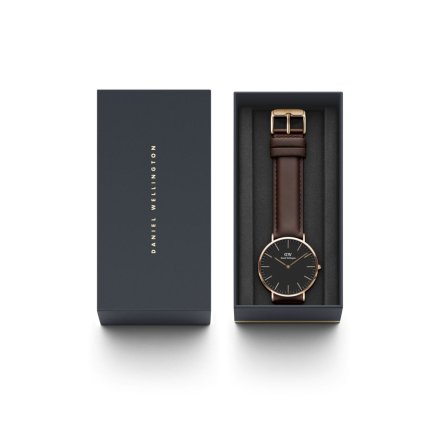 Zegarek Daniel Wellington Classic 40 Bristol różowe złoto z brązowym paskiem DW00100125