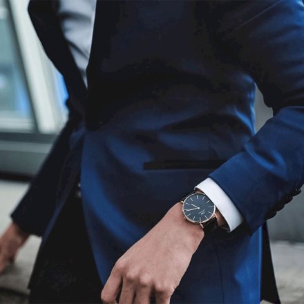 Zegarek Daniel Wellington Classic 40 Sheffield różowe złoto z czarnym paskiem DW00100127 