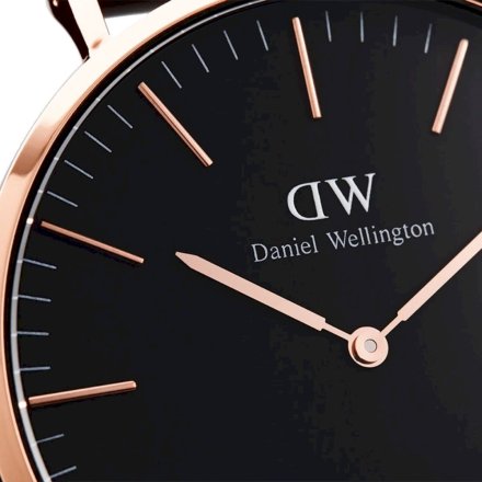 Zegarek Daniel Wellington Classic 40 Sheffield różowe złoto z czarnym paskiem DW00100127 