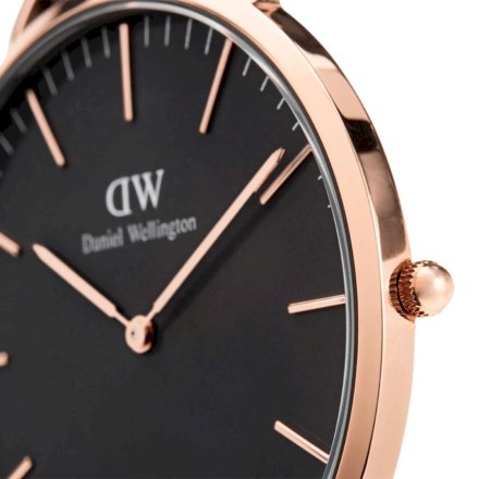 Zegarek Daniel Wellington Classic 40 Sheffield różowe złoto z czarnym paskiem DW00100127 