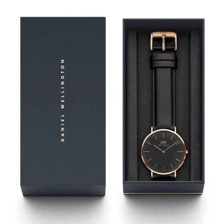 Zegarek Daniel Wellington Classic 40 Sheffield różowe złoto z czarnym paskiem DW00100127 