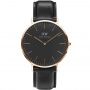 Zegarek Daniel Wellington Classic 40 Sheffield różowe złoto z czarnym paskiem DW00100127 