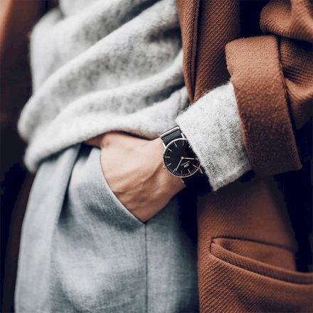 Zegarek Daniel Wellington Classic 36 Cornwall różowe złoto z czarnym paskiem NATO DW00100150