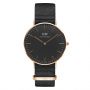 Zegarek Daniel Wellington Classic 36 Cornwall różowe złoto z czarnym paskiem NATO DW00100150