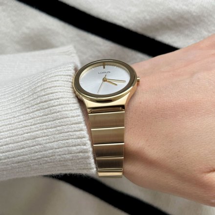 Elegancki złoty zegarek damski Lorus z białą tarczą RRS04WX9