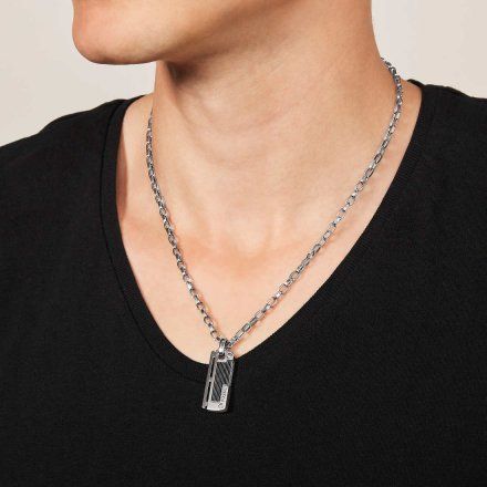 Srebrny naszyjnik męski Fossil z zawieszką JF84466040