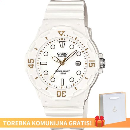 Biały zegarek Casio Sport złote wskazówki LRW-200H-7E2VEF + TOREBKA KOMUNIJNA