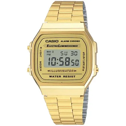 Złoty zegarek Casio Vintage z wyświetlaczem A168WG-9EF w stylu Retro