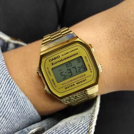 Złoty zegarek Casio Vintage z wyświetlaczem A168WG-9EF w stylu Retro