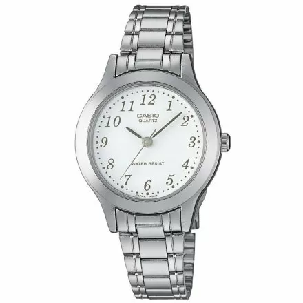 Zegarek Damski Casio Classic LTP-1128A-7BEF srebrny z cyferkami na białej tarczy