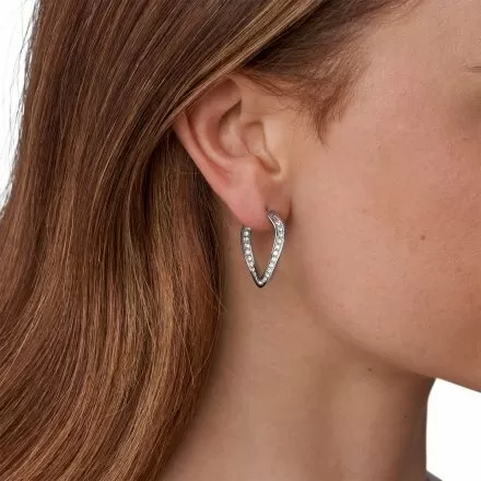 Srebrne kolczyki Fossil koła nieregularne z kryształami JF01144040