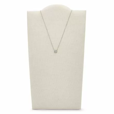 Srebrny naszyjnik Fossil łańcuszek z geometryczną zawieszką JF02262040