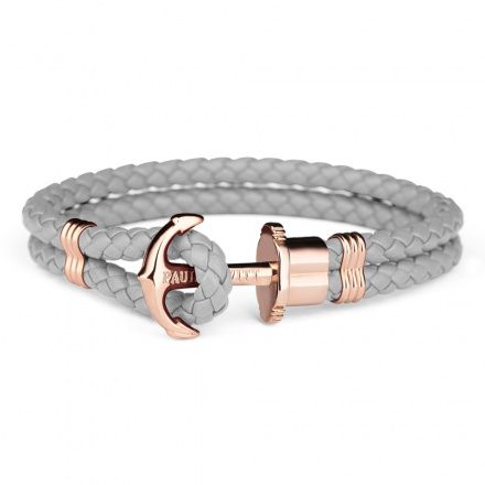 Szara pleciona bransoletka z kotwicą Paul Hewitt Phrep Rose Gold Anchor - M - PH-PH-L-R-Gr-M