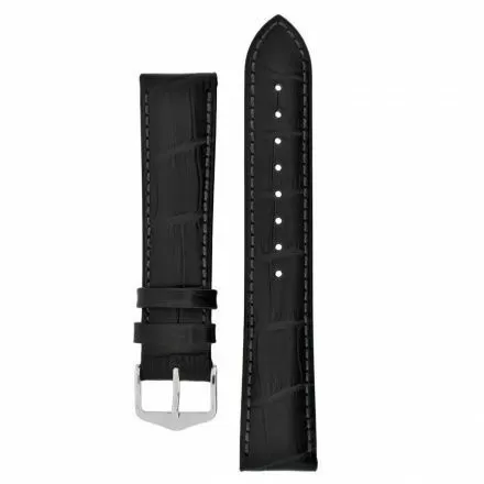 Czarny pasek skórzany 24 mm HIRSCH Duke 01028050-2-24 (L)