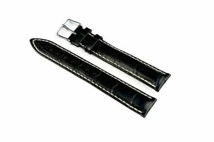 Czarny pasek skórzany 18 mm HIRSCH Modena 10302850-2-18 (L)