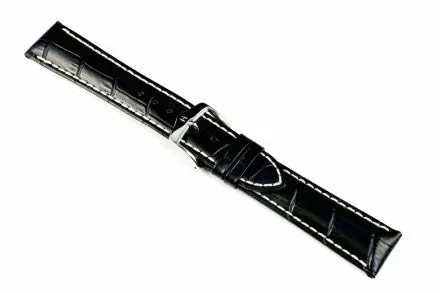 Czarny pasek skórzany 20 mm HIRSCH Modena 10302850-2-20 (L)