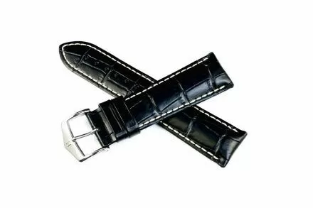 Czarny pasek skórzany 24 mm HIRSCH Modena 10302850-2-24 (L)