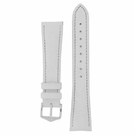 Biały pasek skórzany 18 mm HIRSCH Crocograin 12302800-2-18 (M)
