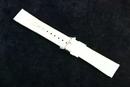 Biały pasek skórzany 20 mm HIRSCH Crocograin 12302800-2-20 (M)