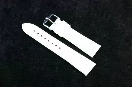 Biały pasek skórzany 20 mm HIRSCH Crocograin 12302800-2-20 (M)