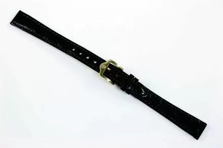 Czarny pasek skórzany 12 mm HIRSCH Crocograin 12302850-1-12 (M)