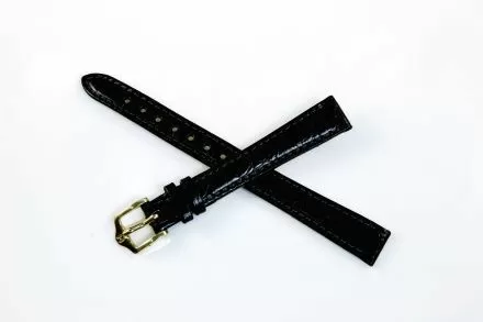 Czarny pasek skórzany 12 mm HIRSCH Crocograin 12302850-1-12 (M)